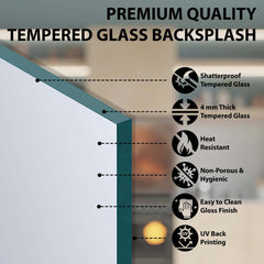 Copper Look Rooster Tempered Glass Backsplash – Farmhouse Kitchen Backsplash